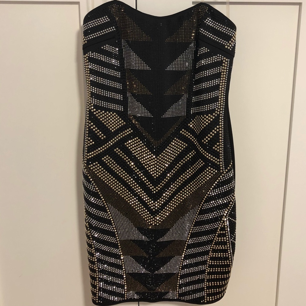 Strapless Studded Bodycon Mini Dress